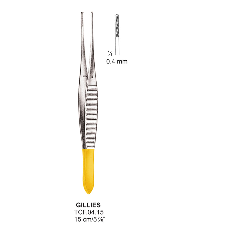 TC-Gillies Tissue Forceps, 15Cm, 1X2 Teeth, 0.4mm (Tcf.04.15) by Dr. Frigz