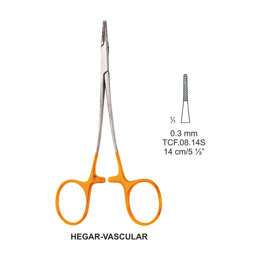 TC-Hegar-Vascular Needle Holders Serrated 0.3mm , 14cm V.Notch  (Tcf.08.14S) by Dr. Frigz