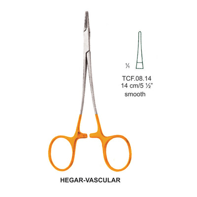 TC-Hegar Vascular Needle Holder, Smooth, 14cm V.Notch  (TCF-08-14)