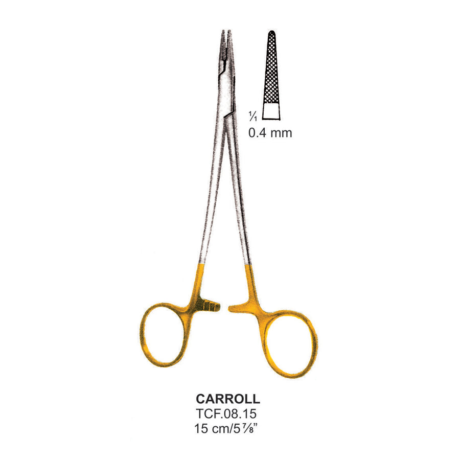 TC-Carroll Needle Holder, Serrated, 0.4mm , 15cm  (Tcf.08.15) by Dr. Frigz