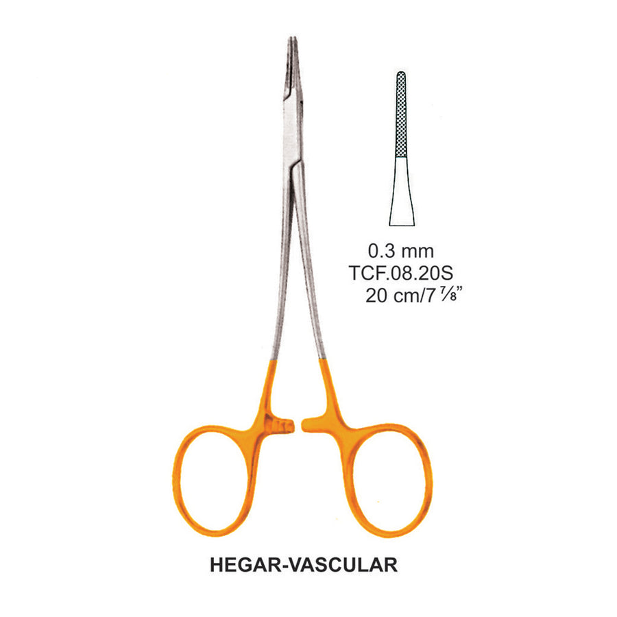 TC-Hegar-Vascular Needle Holders Serrated 0.3mm , 20cm V.Notch  (Tcf.08.20S) by Dr. Frigz