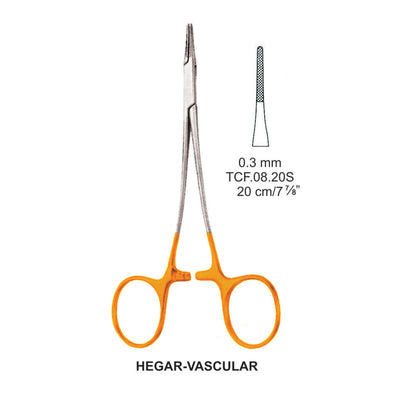 Tc-Hegar-Vascular Needle Holders Serrated 0.3mm , 20cm V.Notch (TCF-08-20S)