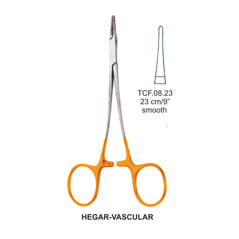 TC-Hegar Vascular Needle Holder, Smooth, 23cm V.Notch  (Tcf.08.23) by Dr. Frigz