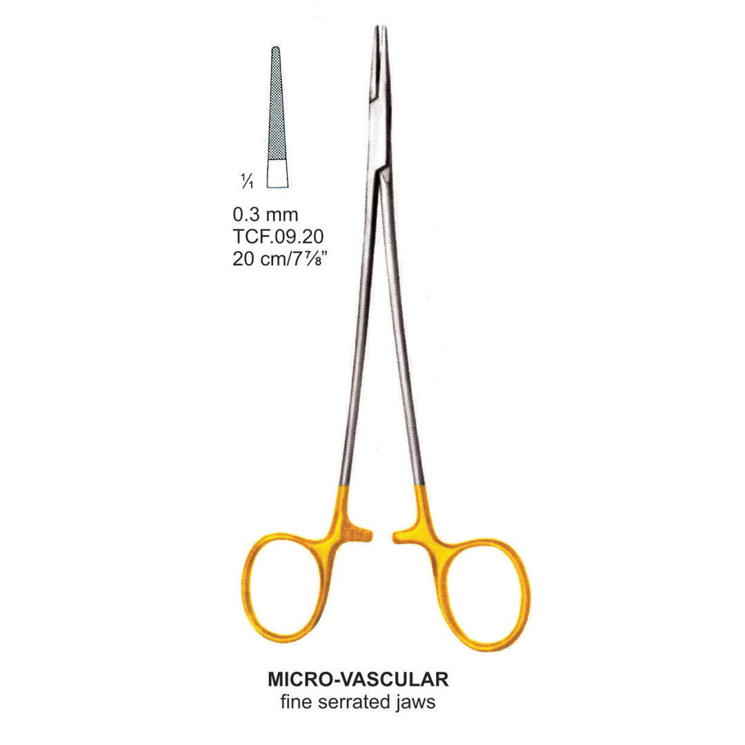 TC-Micro Vascular, Needle Holder, Fine Serr Jaws, 20cm , 0.3mm (Tcf.09.20) by Dr. Frigz