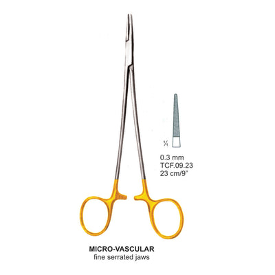 TC-Micro Vascular, Needle Holder, Fine Serr Jaws, 23cm , 0.3mm (Tcf.09.23) by Dr. Frigz