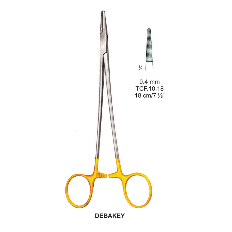 TC-Debakey Needle Holders Serrated 0.4mm , 18cm  (Tcf.10.18) by Dr. Frigz