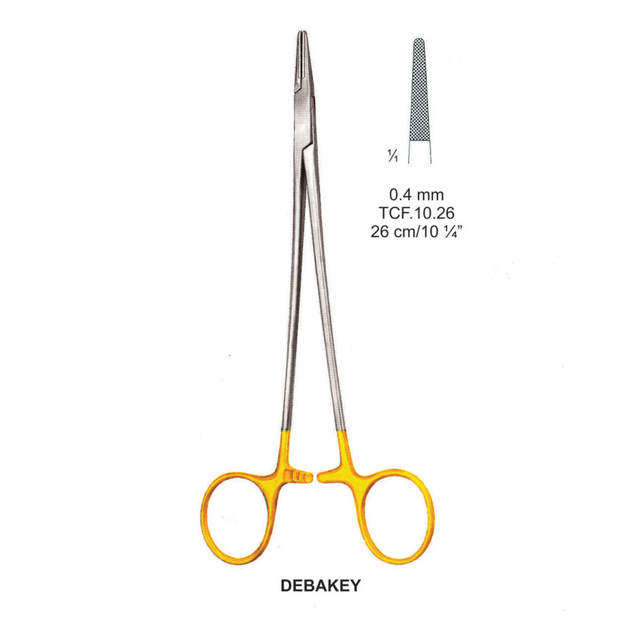 TC-Debakey Needle Holders Serrated 0.4mm , 26cm  (Tcf.10.26) by Dr. Frigz