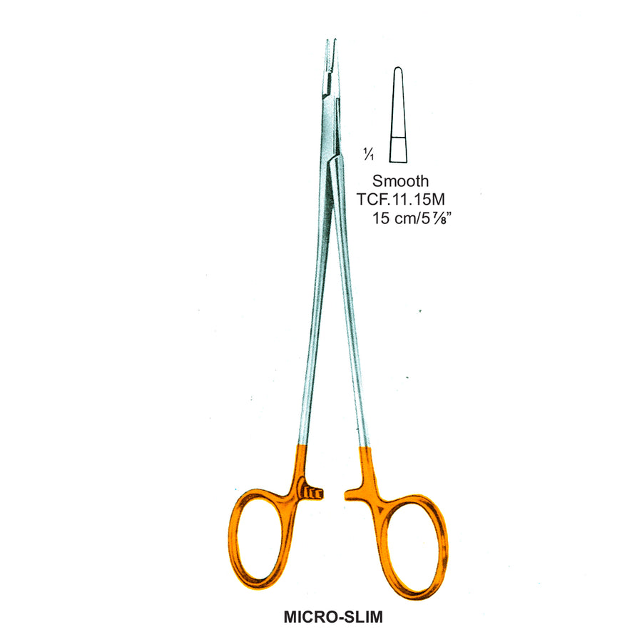 TC-Micro-Slim Needle Holders Smooth 15cm V.Notch  (Tcf.11.15M) by Dr. Frigz