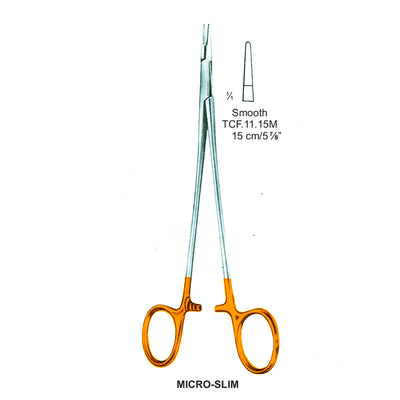 TC-Micro-Slim Needle Holders Smooth 15cm V.Notch  (Tcf.11.15M) by Dr. Frigz