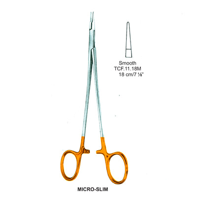 TC-Micro-Slim Needle Holders Smooth 18cm V.Notch  (TCF-11-18M)