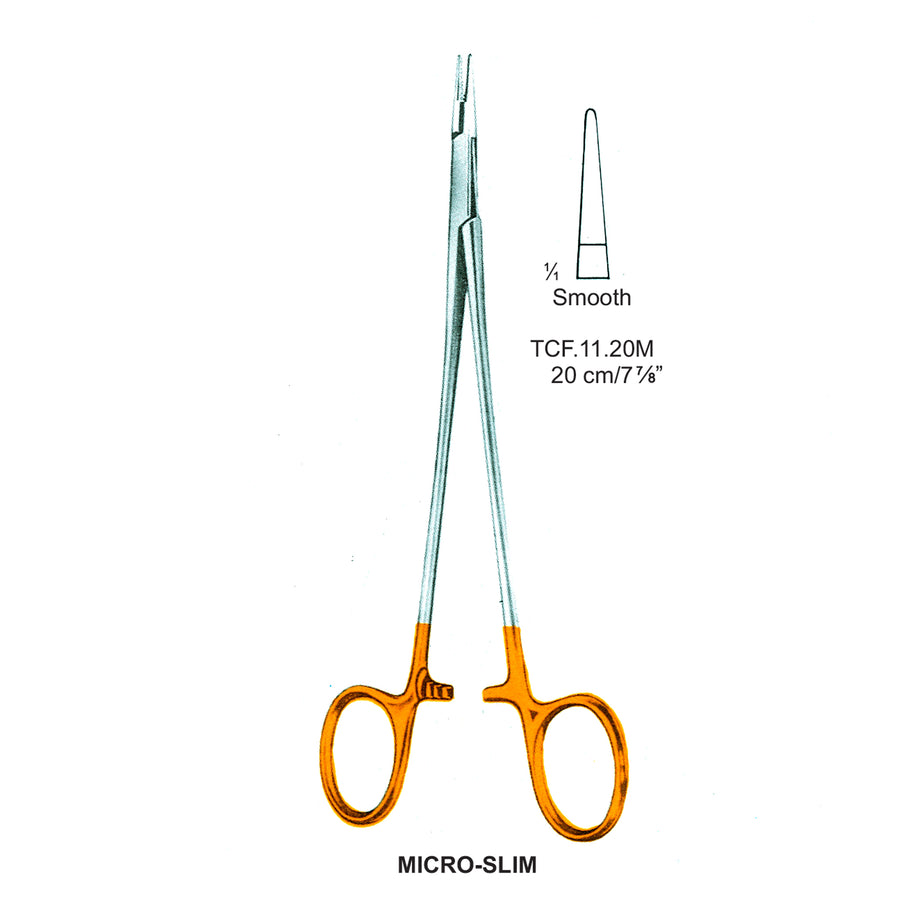 TC-Micro-Slim Needle Holders Smooth, 20cm V.Notch  (Tcf.11.20M) by Dr. Frigz