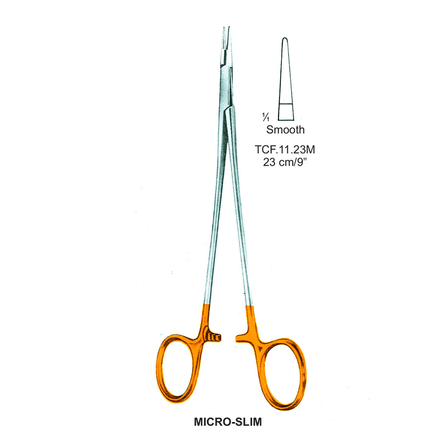 TC-Micro-Slim Needle Holders Smooth, 23cm V.Notch  (Tcf.11.23M) by Dr. Frigz