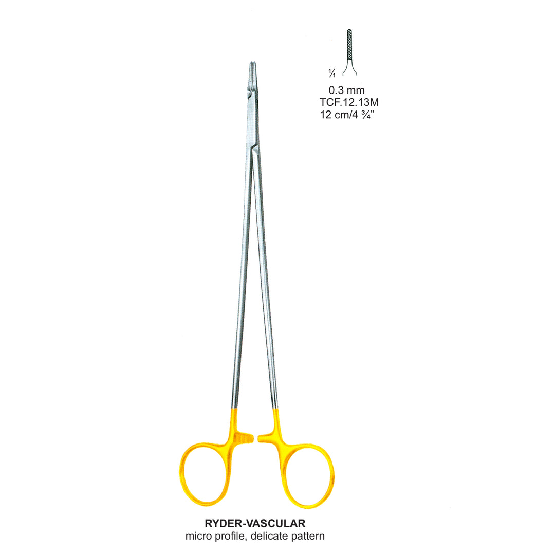 TC-Mini-Ryder Needle Holders Serrated 0.3mm , 13cm V.Notch  (Tcf.12.13M) by Dr. Frigz