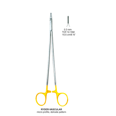 TC-Mini-Ryder Needle Holders Serrated 0.3mm , 15.5cm V.Notch  (TCF-12-15M)