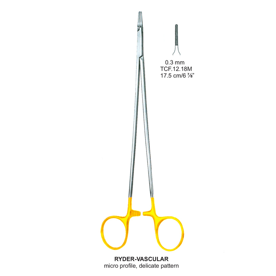 TC-Mini-Ryder Needle Holders Serrated 0.3mm , 17.5cm V.Notch  (Tcf.12.18M) by Dr. Frigz