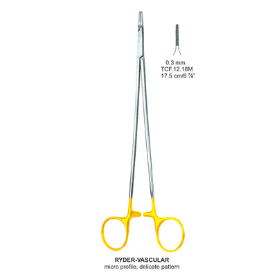 Tc-Mini-Ryder Needle Holders Serrated 0.3mm , 17.5cm V.Notch (TCF-12-18M)