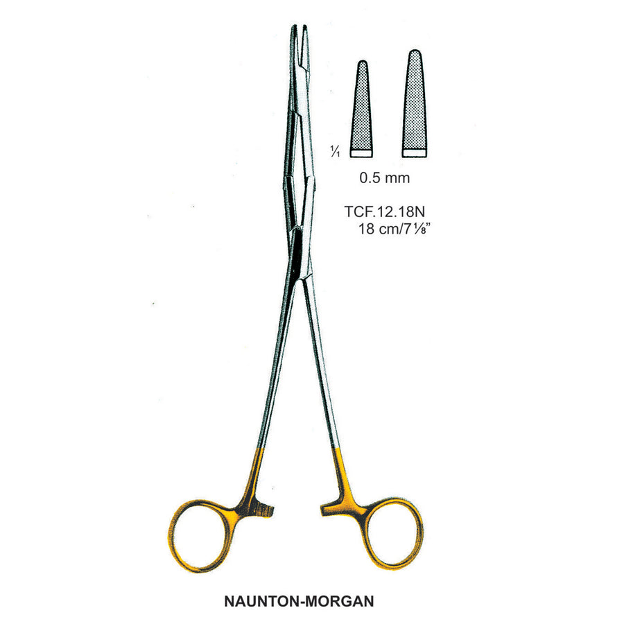 TC-Naunton-Morgan, Needle Holder, Serrated, 0.5mm , 18cm  (Tcf.12.18N) by Dr. Frigz