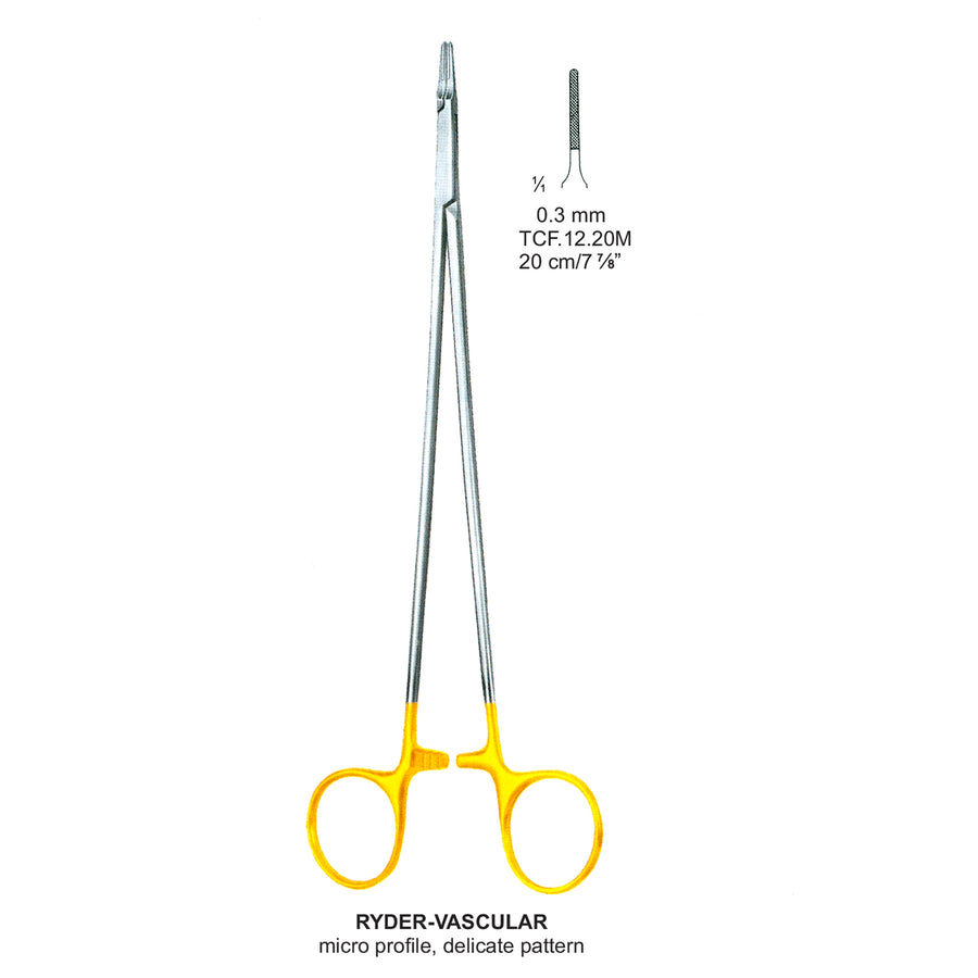 TC-Mini-Ryder Needle Holders Serrated 0.3mm , 20cm V.Notch  (Tcf.12.20M) by Dr. Frigz