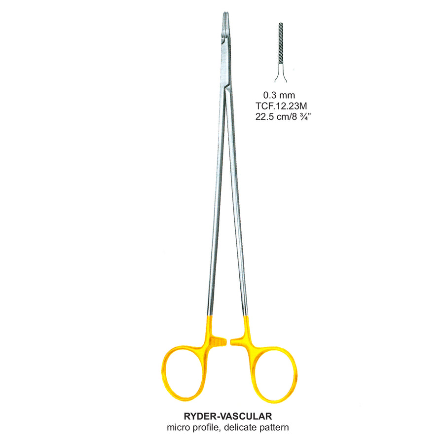 TC-Mini-Ryder Needle Holders Serrated 0.3mm , 22.5cm V.Notch  (Tcf.12.23M) by Dr. Frigz