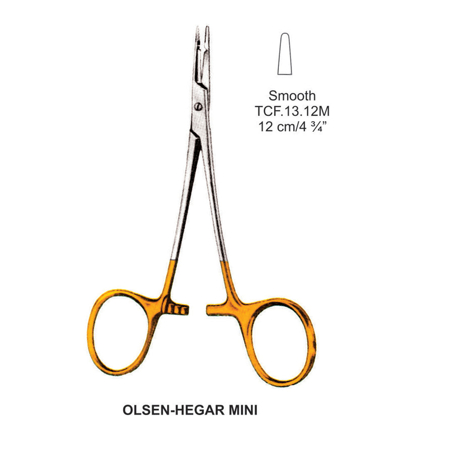 TC-Olsen-Hegar Mini Needle Holders Smooth, 12cm  (Tcf.13.12M) by Dr. Frigz