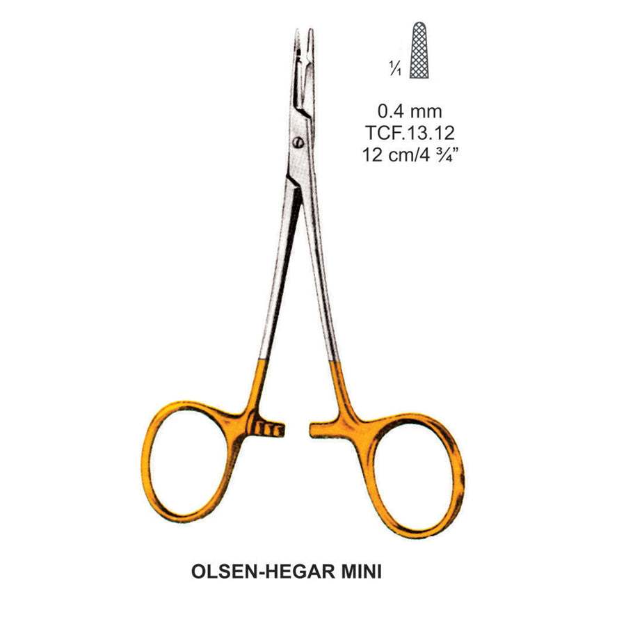 TC-Olsen-Hegar Mini Needle Holders Serrated 0.4mm , 12cm  (Tcf.13.12) by Dr. Frigz