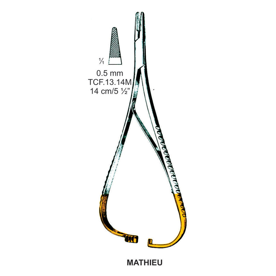 TC-Mathieu Needle Holder Outside Ratchet 0.5mm , 14cm  (Tcf.13.14M) by Dr. Frigz