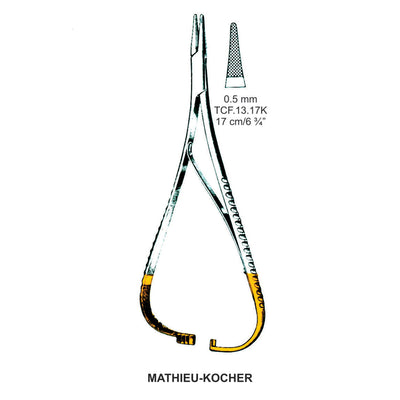 TC-Mathieu-Kocher Needle Holder Outside Ratchet 0.5mm , 17cm  (TCF-13-17K)