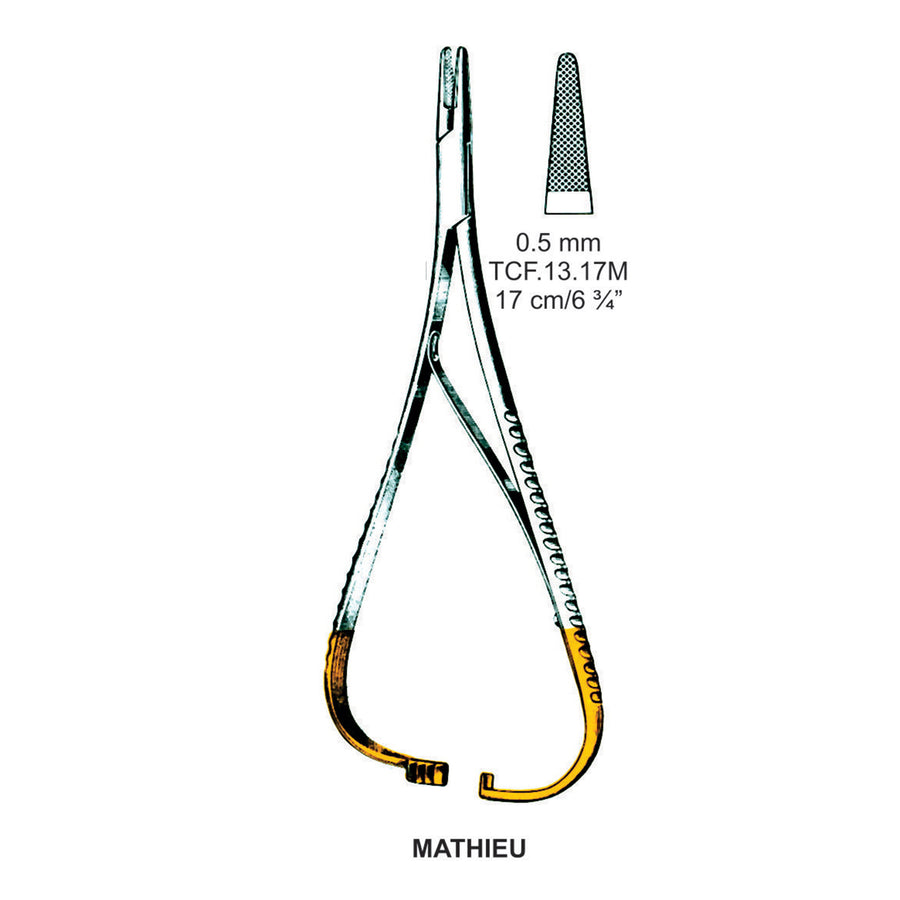 TC-Mathieu Needle Holder Outside Ratchet 0.5mm , 17cm  (Tcf.13.17M) by Dr. Frigz