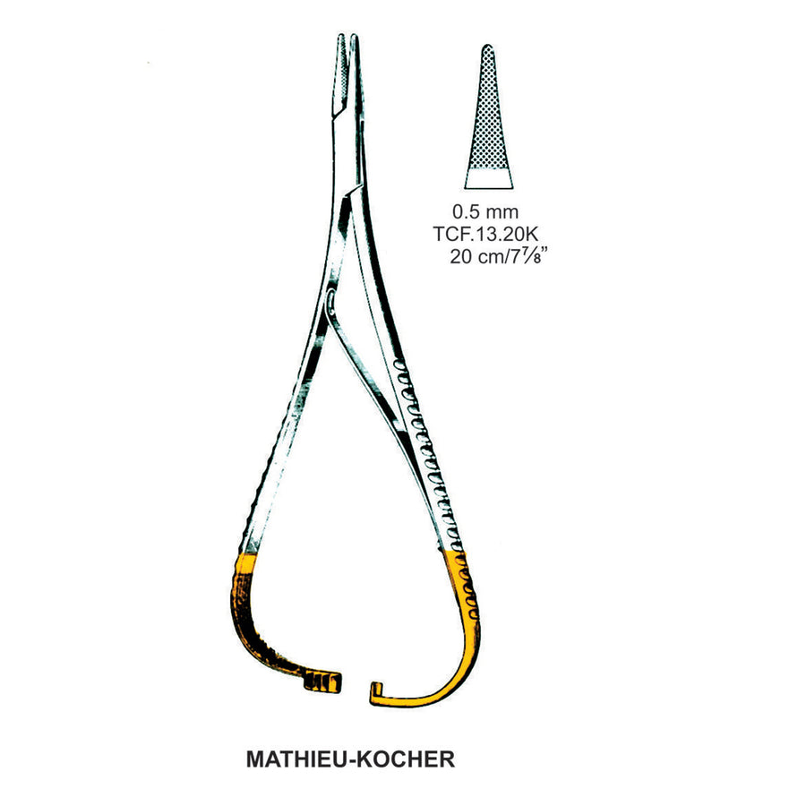 TC-Mathieu-Kocher Needle Holder Outside Ratchet 0.5mm , 20cm  (Tcf.13.20K) by Dr. Frigz