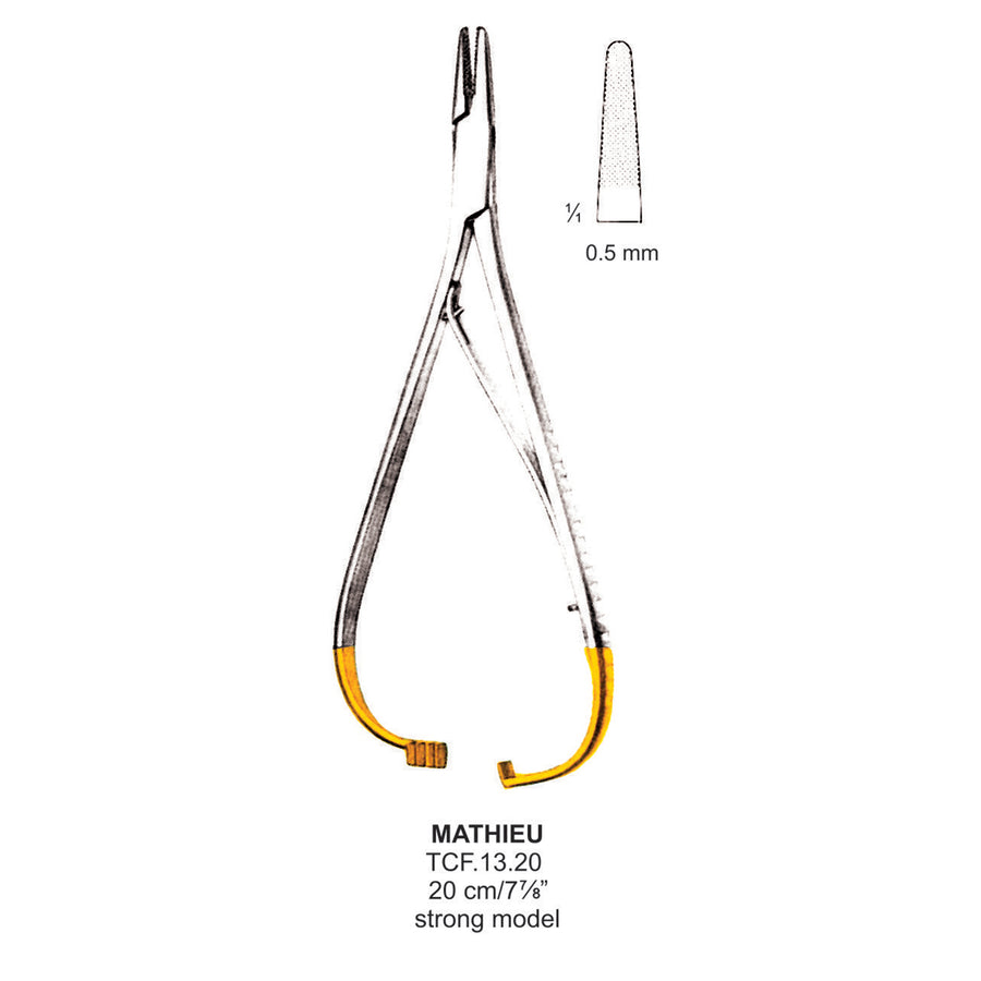 TC-Mathieu Needle Holder, Strong Model, 0.5mm , 20cm  (Tcf.13.20) by Dr. Frigz