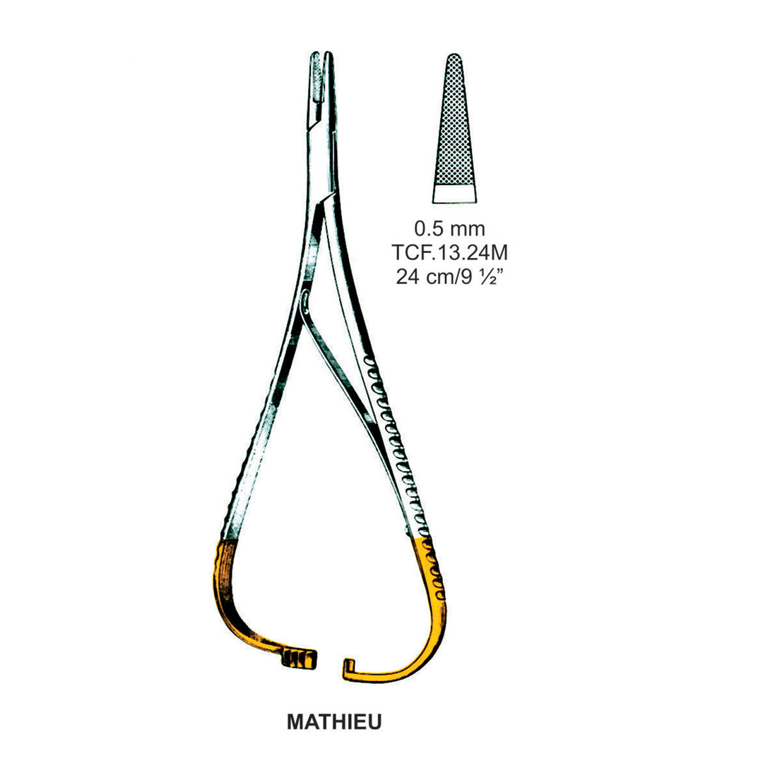 TC-Mathieu Needle Holder Outside Ratchet 0.5mm , 24cm  (Tcf.13.24M) by Dr. Frigz