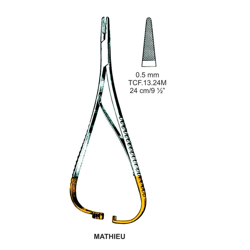 TC-Mathieu Needle Holder Outside Ratchet 0.5mm , 24cm  (Tcf.13.24M) by Dr. Frigz
