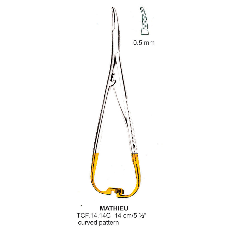 TC-Mathieu Needle Holder, Curved, 0.5mm , 14cm  (Tcf.14.14C) by Dr. Frigz