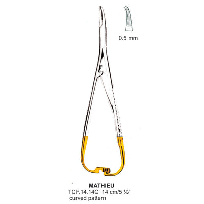 TC-Mathieu Needle Holder, Curved, 0.5mm , 14cm  (TCF-14-14C)