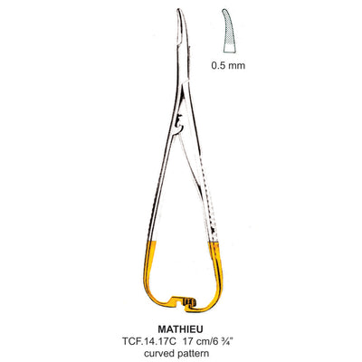 TC-Mathieu Needle Holder, Curved, 0.5mm , 17cm  (Tcf.14.17C) by Dr. Frigz