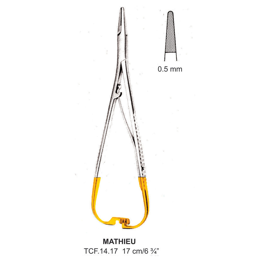 TC-Mathieu Needle Holder With Ratchet 0.5mm , 17cm  (Tcf.14.17) by Dr. Frigz