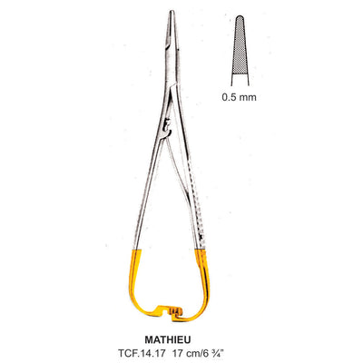 TC-Mathieu Needle Holder With Ratchet 0.5mm , 17cm  (TCF-14-17)