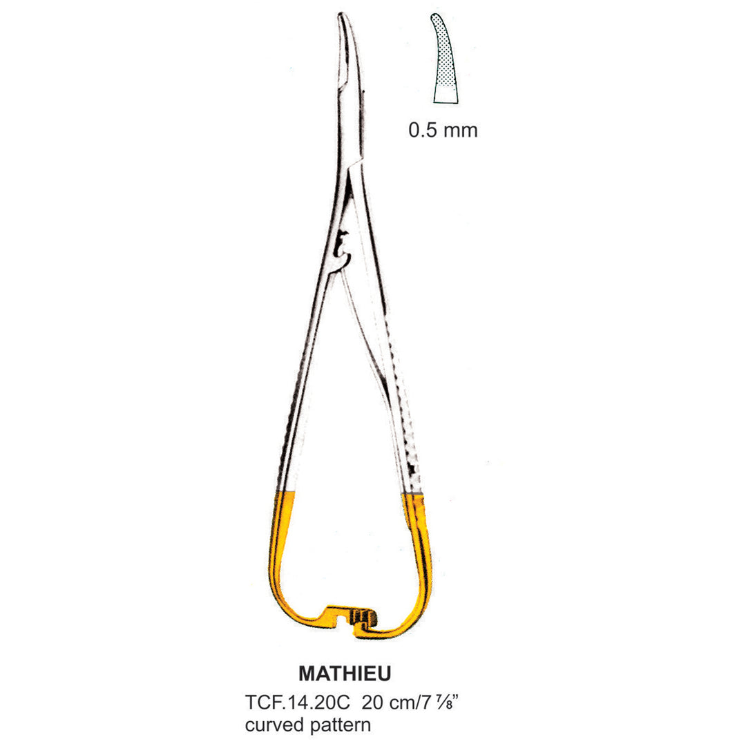 TC-Mathieu Needle Holder, Curved, 0.5mm , 20cm  (Tcf.14.20C) by Dr. Frigz