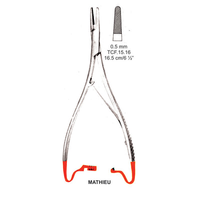 TC-Mathieu Needle Holder, Ratchet, 0.5mm , 16.5cm  (Tcf.15.16) by Dr. Frigz