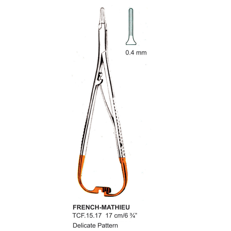 TC-French Mathieu, Needle Holder, Delicate Pattern, 0.4mm , 17cm  (Tcf.15.17) by Dr. Frigz