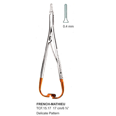 TC-French Mathieu, Needle Holder, Delicate Pattern, 0.4mm , 17cm  (TCF-15-17)