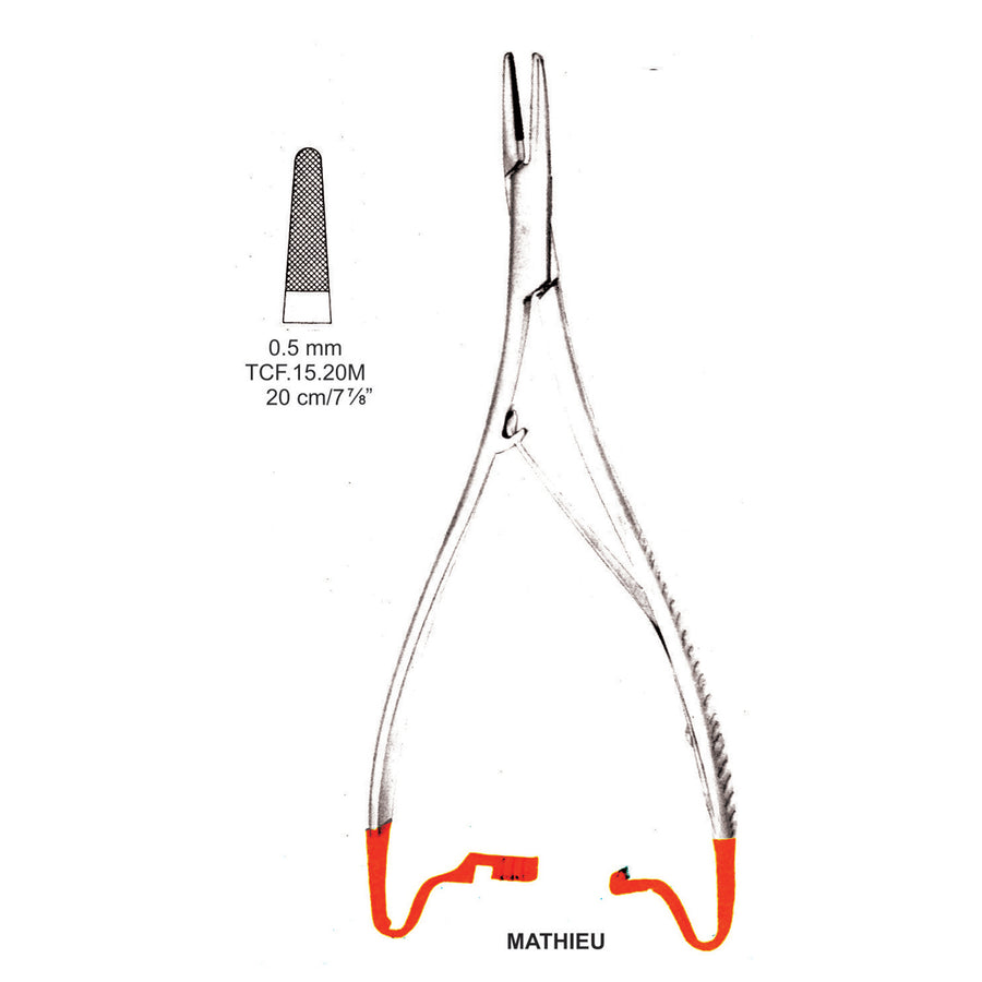 TC-Mathieu Needle Holder,  Ratchet, 0.5mm , 20cm  (Tcf.15.20M) by Dr. Frigz