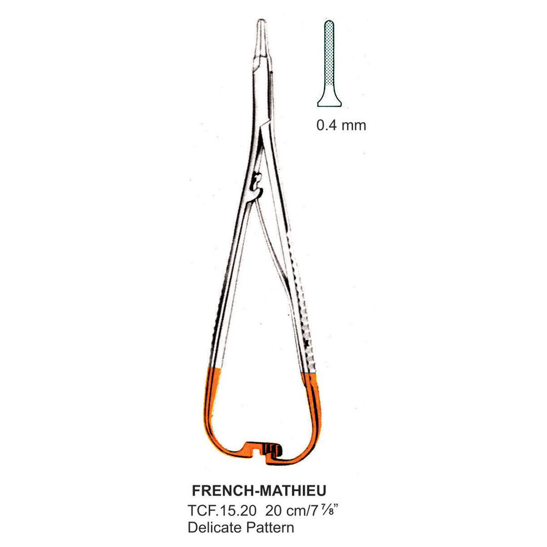 TC-French Mathieu, Needle Holder, Delicate Pattern, 0.4mm , 20cm  (Tcf.15.20) by Dr. Frigz