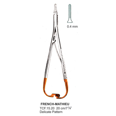 TC-French Mathieu, Needle Holder, Delicate Pattern, 0.4mm , 20cm  (Tcf.15.20) by Dr. Frigz