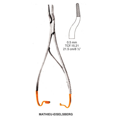 TC-Mathieu Eiselsberg, Needle Holder,  Ratchet, Curved, 0.5mm , 21.5cm  (Tcf.15.21) by Dr. Frigz