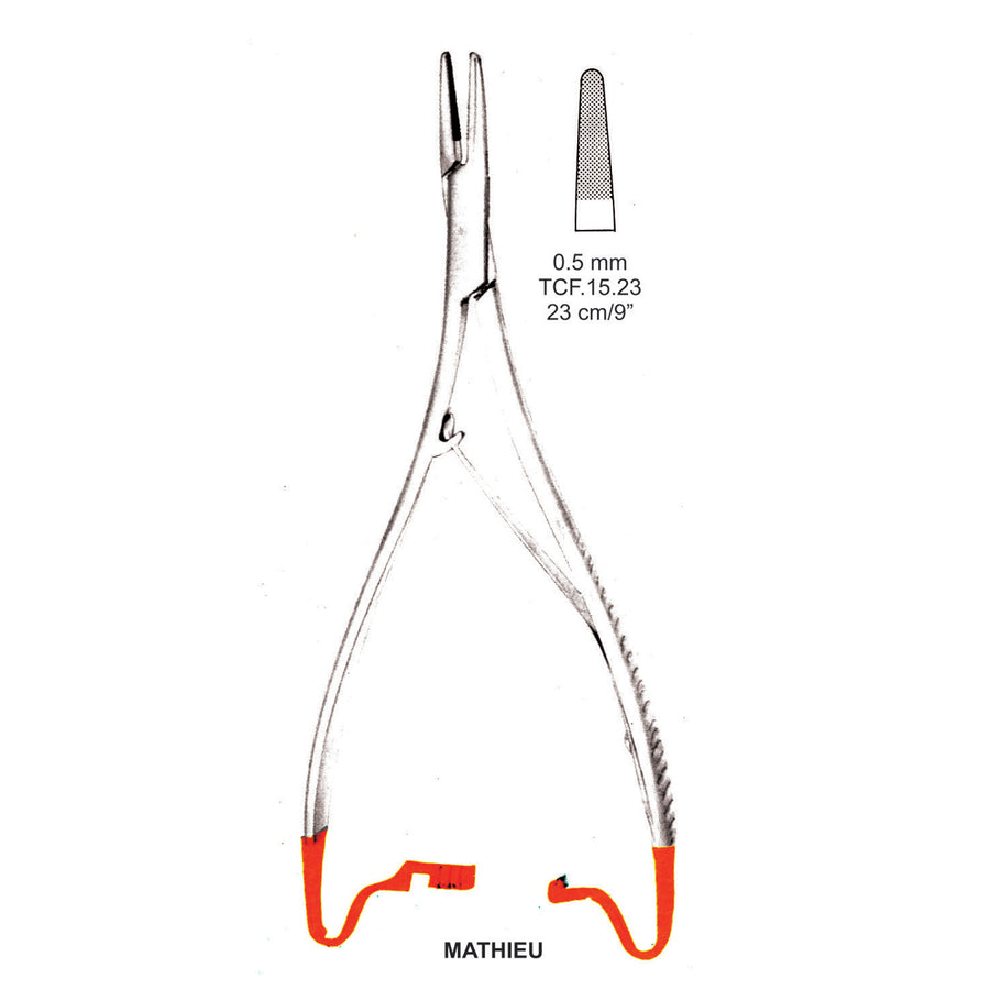 TC-Mathieu Needle Holder, Ratchet, 0.5mm , 23cm  (Tcf.15.23) by Dr. Frigz