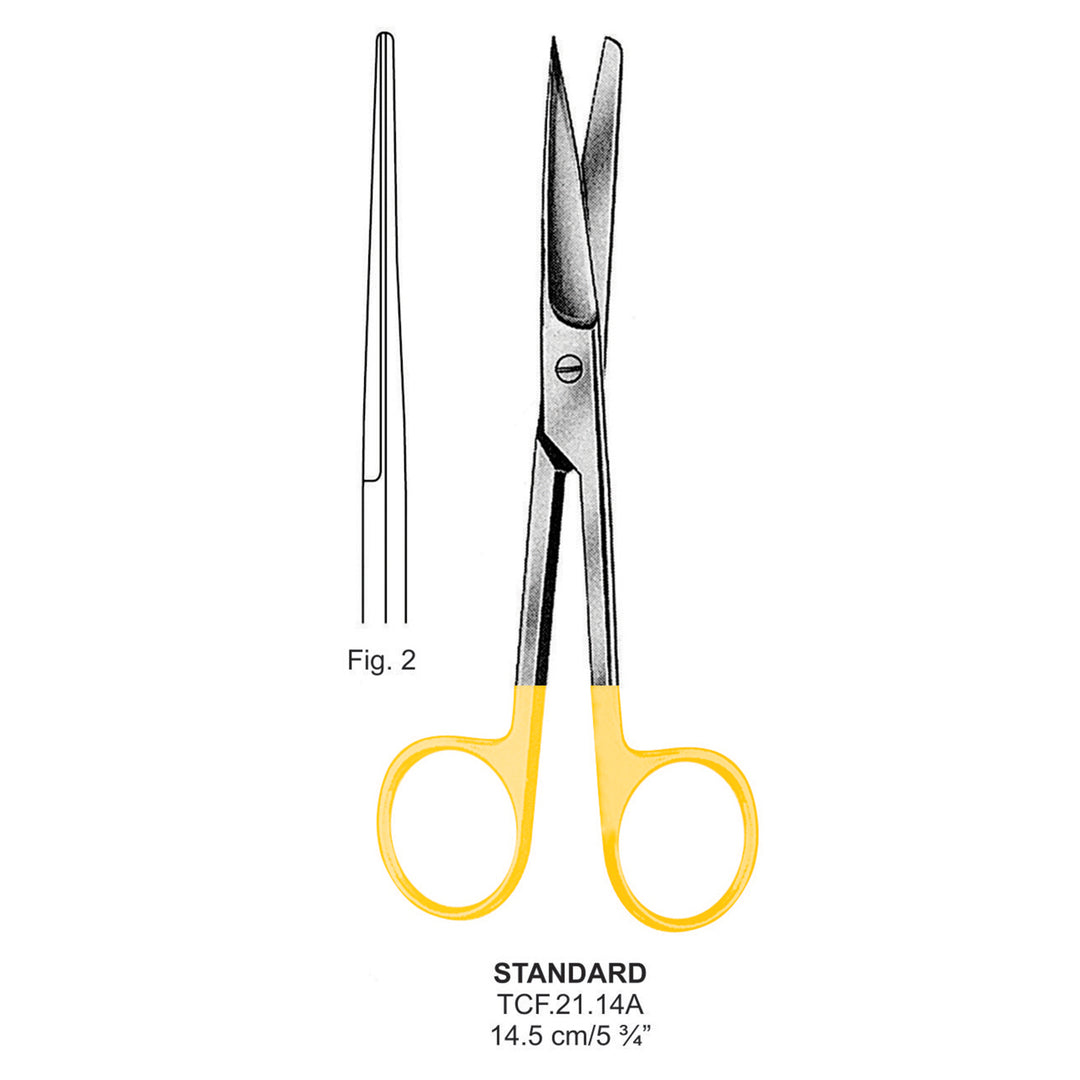 TC-Standard Operating Scissors, Straight, Sharp-Blunt, 14.5cm  (Tcf.21.14A) by Dr. Frigz