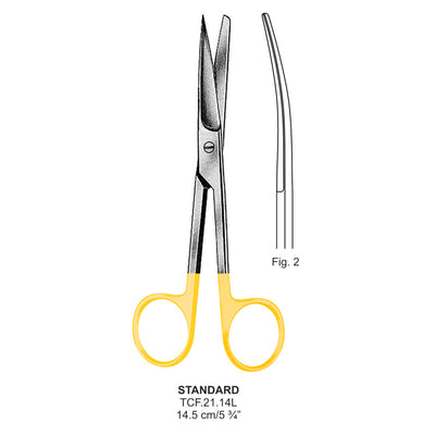 Tc-Standard Operating Scissors, Curved, Sharp-Blunt, 14.5cm (TCF-21-14L)