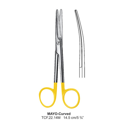 TC-Mayo Dissecting Scissors, Curved, Blunt-Blunt, 14.5cm (TCF-22-14M)