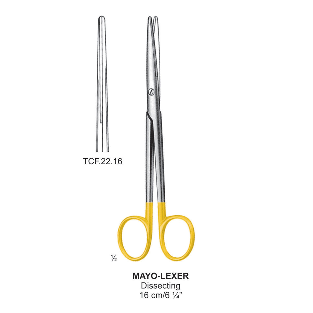 TC-Mayo-Lexer Dissecting Scissors, Curved, Blunt-Blunt, 16cm  (Tcf.22.16C) by Dr. Frigz